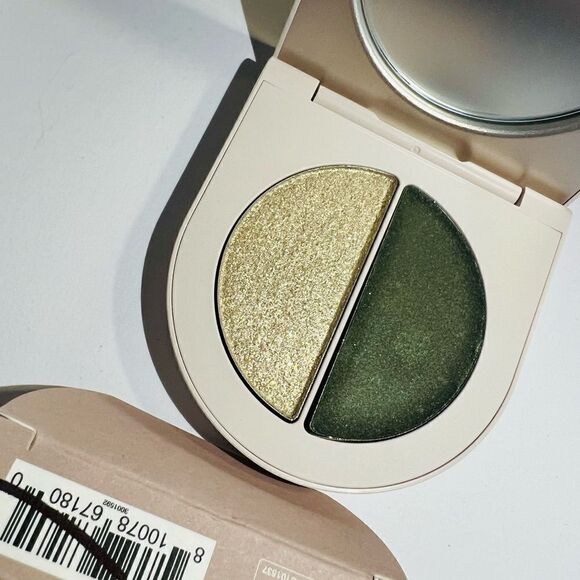 ROSE INC Satin & Shimmer Duet Powder & Cream Eyeshadow Satin Olive Khaki Shimmer - Picture 9 of 9